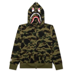 1st Camo 2nd Shark Full Zip Hoodie - Green