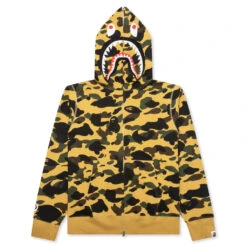 1st Camo 2nd Shark Full Zip Hoodie - Yellow