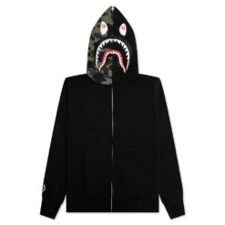 1st Camo Swarovski Shark Full Zip Hoodie - Black