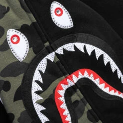 1st Camo Swarovski Shark Full Zip Hoodie - Black -Feature store 1st Camo Swarovski Shark Full Zip Hoodie Black 001ZPK701009M BLK 08 11 25 Feature KN 9