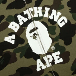 1st Camo Crazy College Full Zip Hoodie - Green -Feature store A Bathing Ape 1St Camo Crazy College Full Zip Hoodie Green 001ZPJ301015MGRN 03 01 23 Feature VR 5