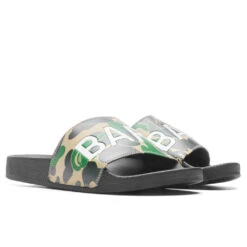 Abc Camo Slide Sandals - Green -Feature store A Bathing Ape Abc Camo Slide Sandals Green 001FWJ301010M GRN 06 29 23 Feature VR 5