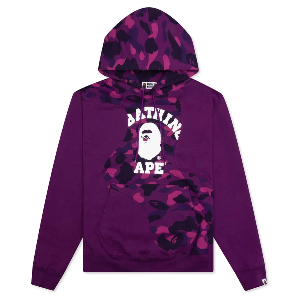 Color Camo College Cutting Relaxed Fit Hoodie - Purple 3 Color Camo College Cutting Relaxed Fit Hoodie - Purple