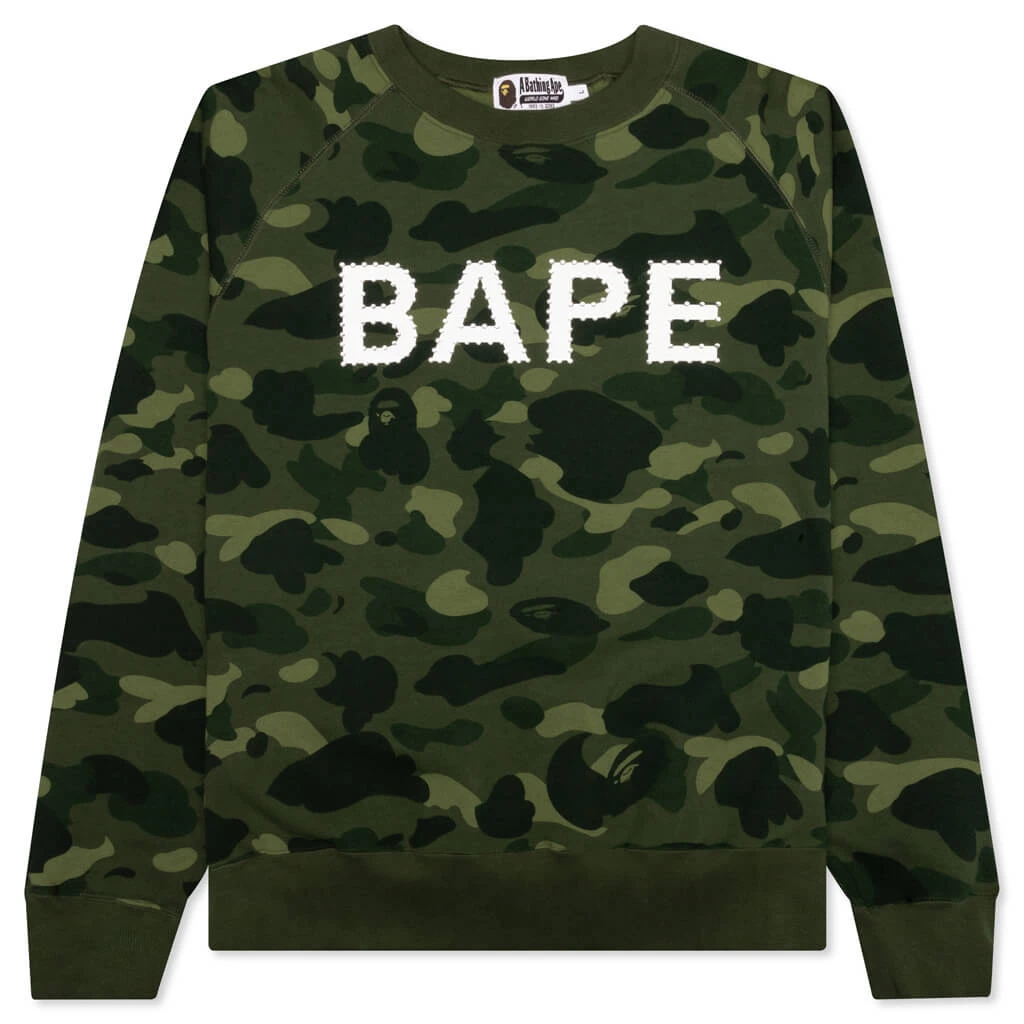 Color Camo Crystal Stone Relaxed Fit Crewneck - Green 3 Color Camo Crystal Stone Relaxed Fit Crewneck - Green
