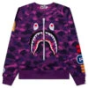 Color Camo Embroidery Shark Crewneck - Purple -Feature store A Bathing Ape Color Camo Embroidery Shark Crewneck Purple 001SWJ201003M PUR 05 22 23 Feature VR