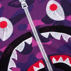 Color Camo Embroidery Shark Crewneck - Purple -Feature store A Bathing Ape Color Camo Embroidery Shark Crewneck Purple 001SWJ201003M PUR 05 22 23 Feature VR 5