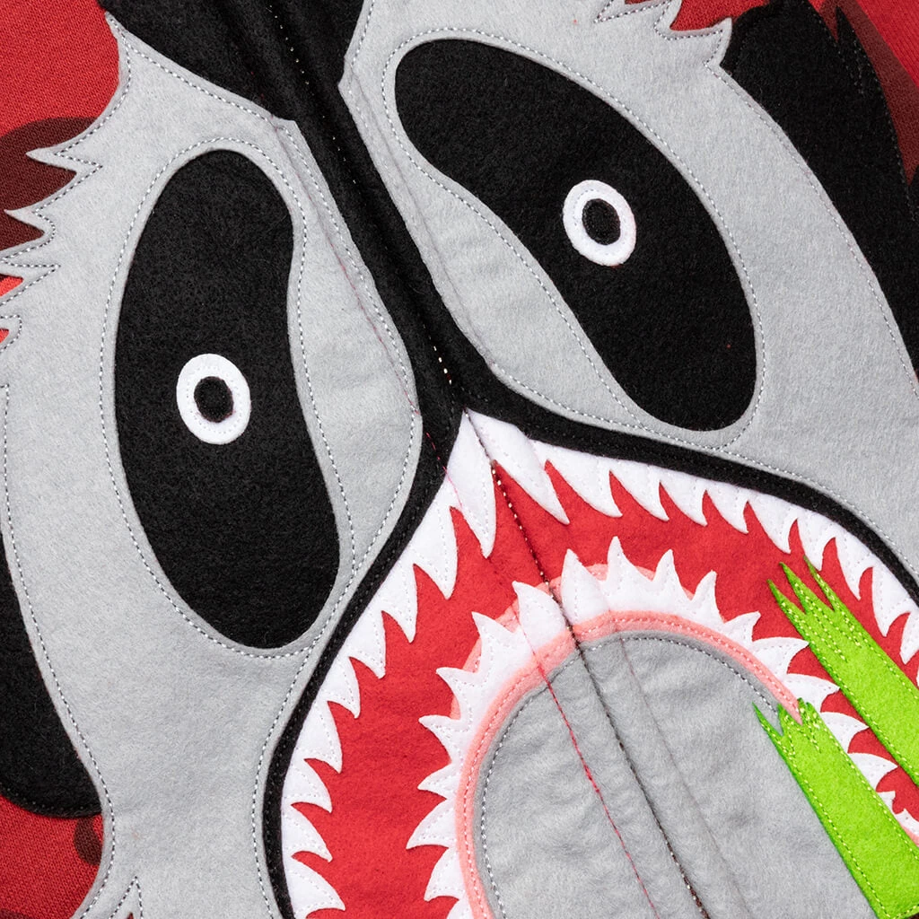 Color Camo Panda Full Zip Hoodie - Red 5 Color Camo Panda Full Zip Hoodie - Red - Image 3