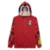 Color Camo Panda Full Zip Hoodie - Red