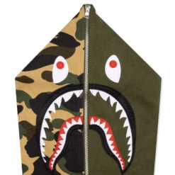 Military Shark Relaxed Fit Full Zip Hoodie - Olive Drab -Feature store A Bathing Ape Military Shark Relaxed Fit Full Zip Hoodie Olive Drab 001ZPI301019M OLD 01 03 23 Feature VR 11