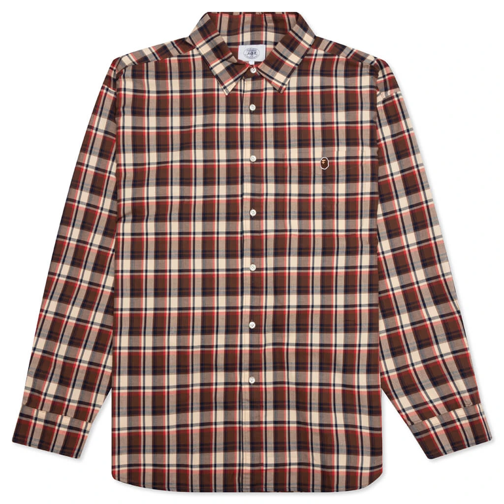 Mini Bape Check Loose Fit Shirt - Red 3 Mini Bape Check Loose Fit Shirt - Red