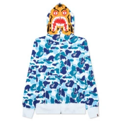Abc Camo Tiger Full Zip Hoodie - Blue