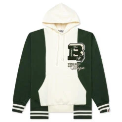 Badges Color Blocking Pullover Hoodie - Ivory