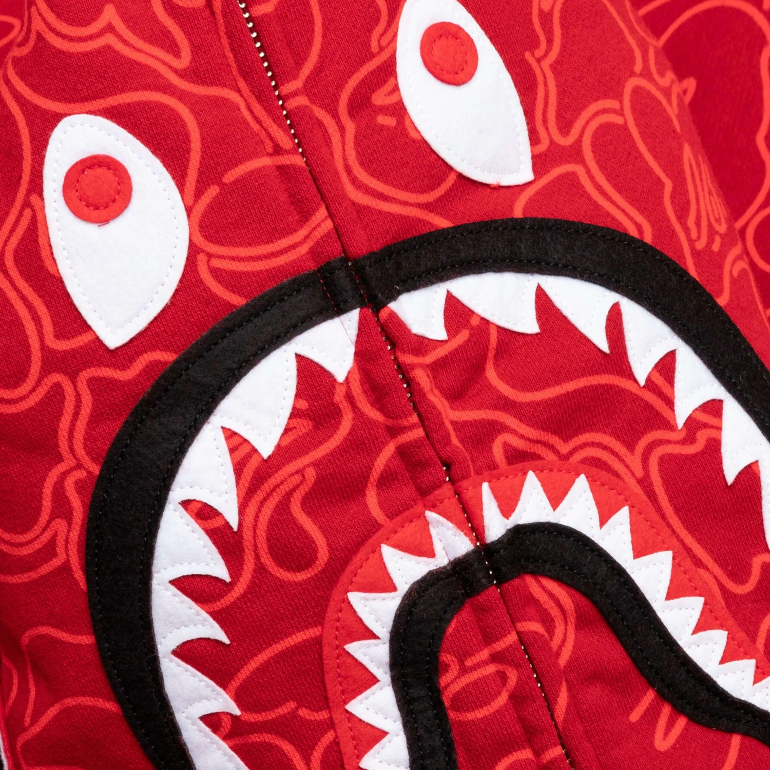 Bape 30th Anniversary Line Camo Shark Full Zip Hoodie - Red 5 Bape 30th Anniversary Line Camo Shark Full Zip Hoodie - Red - Image 3