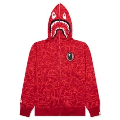 Bape 30th Anniversary Line Camo Shark Full Zip Hoodie - Red