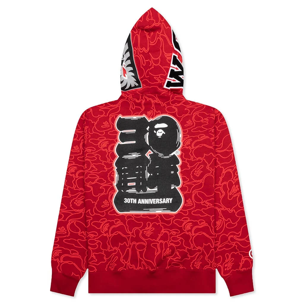 Bape 30th Anniversary Line Camo Shark Full Zip Hoodie - Red 4 Bape 30th Anniversary Line Camo Shark Full Zip Hoodie - Red - Image 2