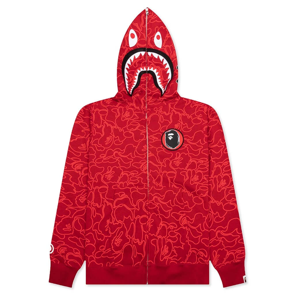 Bape 30th Anniversary Line Camo Shark Full Zip Hoodie - Red 3 Bape 30th Anniversary Line Camo Shark Full Zip Hoodie - Red