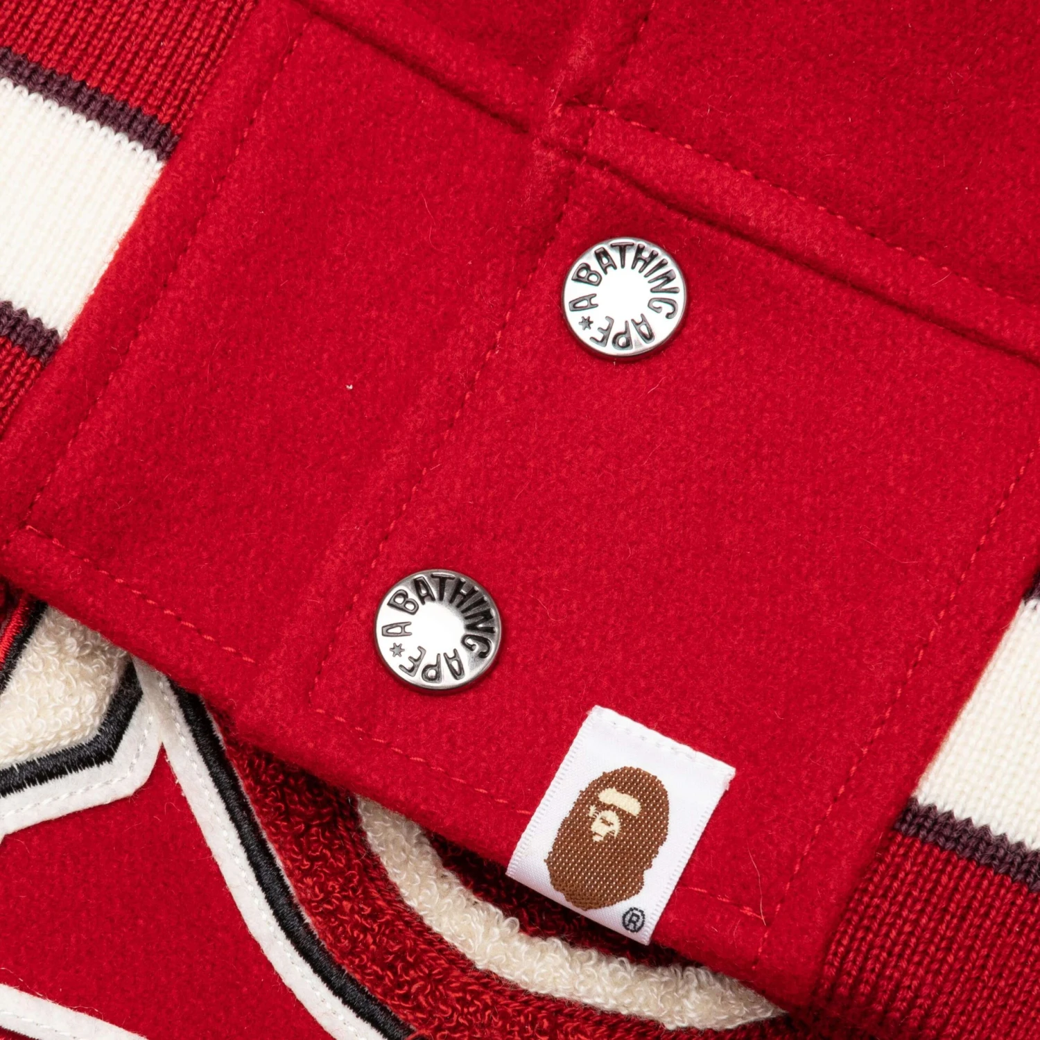 Bape Multi Motif Varsity Jacket - Red 7 Bape Multi Motif Varsity Jacket - Red - Image 5
