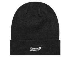 Bape Patch Knit Cap - Black -Feature store Bape Patch Knit Cap Black 001HTJ801003MBLK00F 12 04 23 Feature VR 3