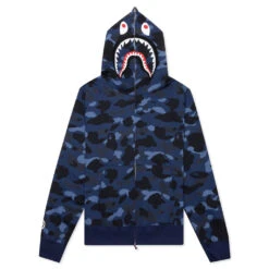 Camo Shark Full Zip Hoodie - Navy