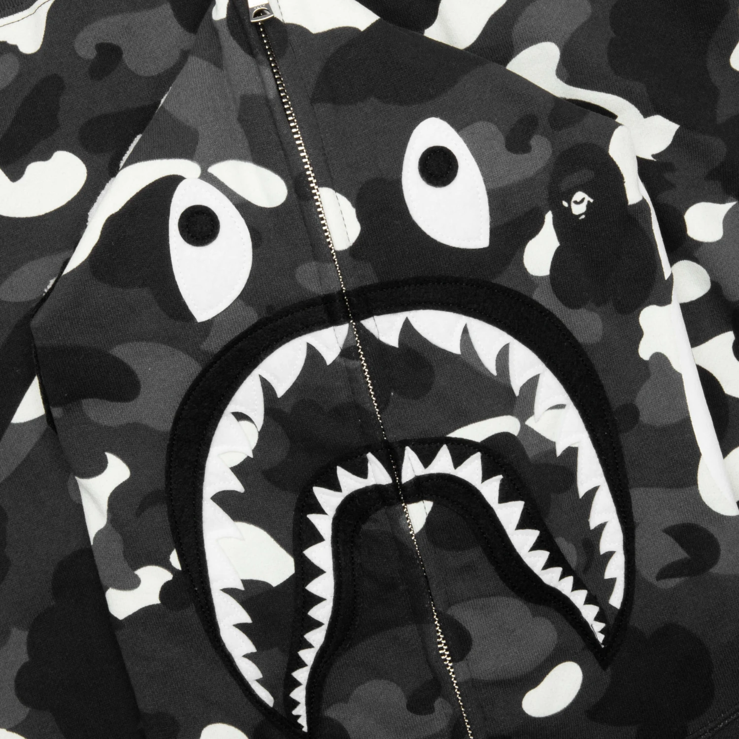 City Camo Shark Full Zip Hoodie - Black 5 City Camo Shark Full Zip Hoodie - Black - Image 3
