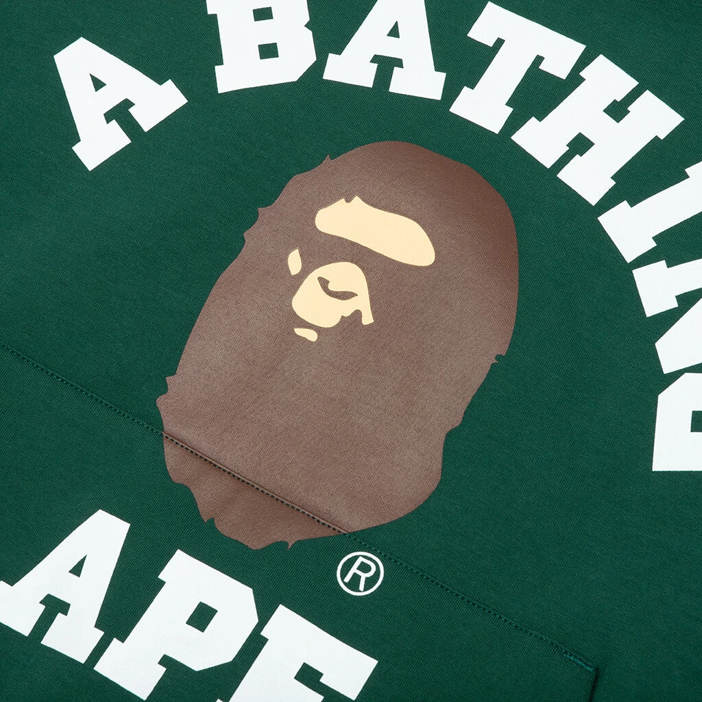 College Puffy Relaxed Fit Pullover Hoodie - Green 6 College Puffy Relaxed Fit Pullover Hoodie - Green - Image 4