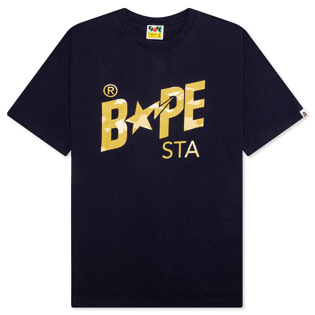 Color Camo Bape Sta Logo Tee - Navy 3 Color Camo Bape Sta Logo Tee - Navy