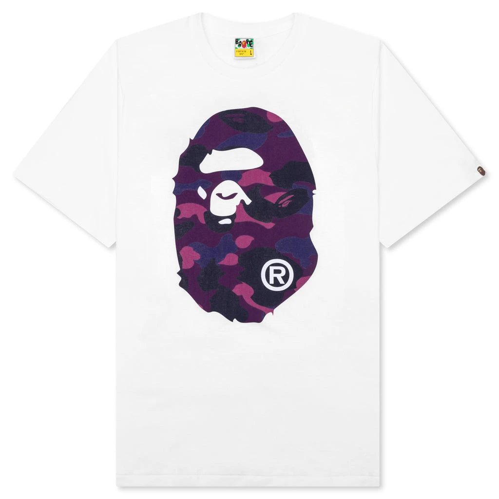 Color Camo Big Ape Head Tee - White/Purple 3 Color Camo Big Ape Head Tee - White/Purple