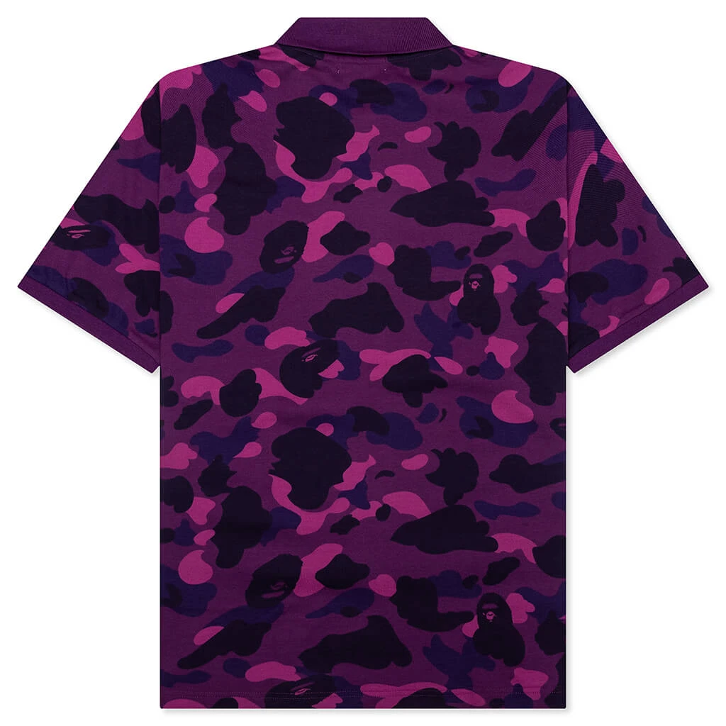Color Camo Large Ape Head Relaxed Fit Polo Shirt - Purple 4 Color Camo Large Ape Head Relaxed Fit Polo Shirt - Purple - Image 2