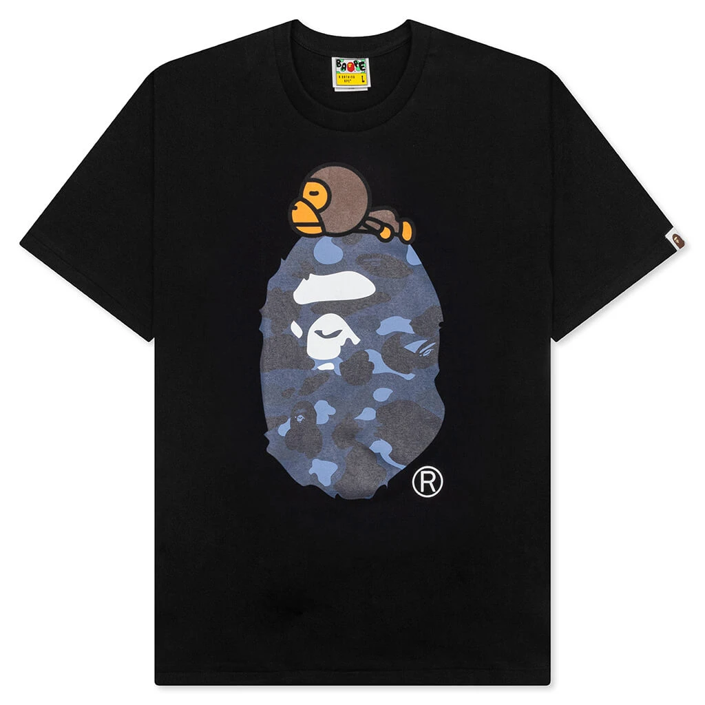 Color Camo Milo On Big Ape Tee - Black/Navy 3 Color Camo Milo On Big Ape Tee - Black/Navy