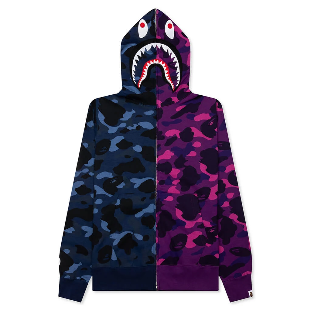 Color Camo Separate Shark Full Zip Hoodie - Multi 3 Color Camo Separate Shark Full Zip Hoodie - Multi