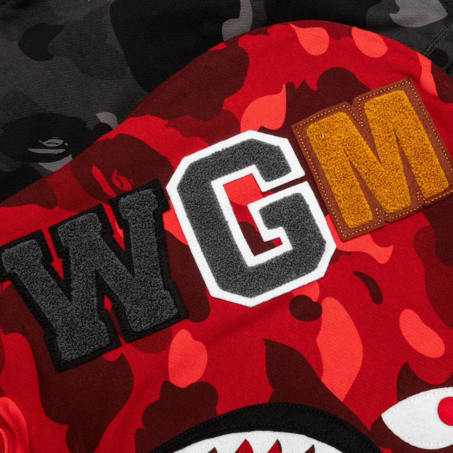 Color Camo Separate Shark Full Zip Hoodie - Red/Black 6 Color Camo Separate Shark Full Zip Hoodie - Red/Black - Image 4