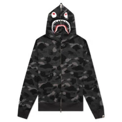 Color Camo Shark Full Zip Hoodie - Black