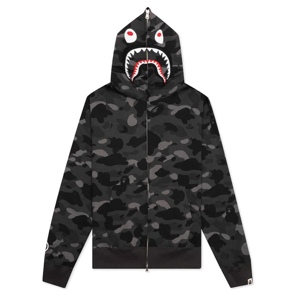Color Camo Shark Full Zip Hoodie - Black 2 Color Camo Shark Full Zip Hoodie - Black