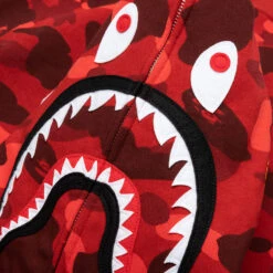 Color Camo Shark Full Zip Hoodie - Red -Feature store Color Camo Shark Full Zip Hoodie Red 001ZPJ201003MRED 06 29 23 Feature KN 10