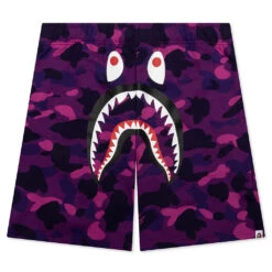 Color Camo Shark Sweat Shorts - Purple