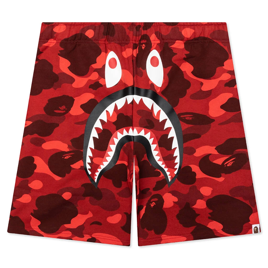 Color Camo Shark Sweat Shorts - Red 3 Color Camo Shark Sweat Shorts - Red