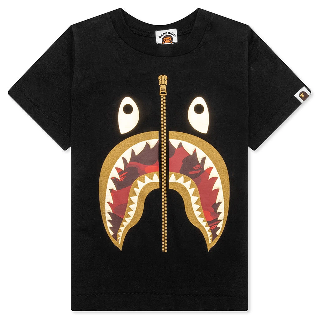 Kid's Color Camo Shark Tee - Black/Red 3 Kid's Color Camo Shark Tee - Black/Red