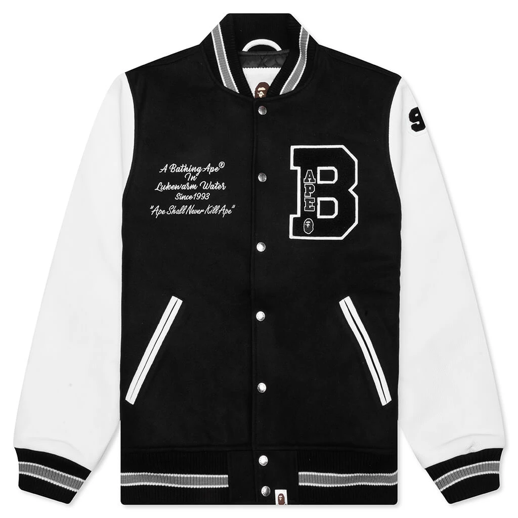 Embroidery Varsity Jacket - Black 3 Embroidery Varsity Jacket - Black