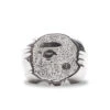 Rhinestone Ape Head Ring - Silver