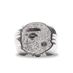 Rhinestone Ape Head Ring - Silver