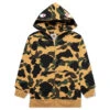 Kid's 1ST Camo Patch Print Shark Zip Hoodie - Yellow
