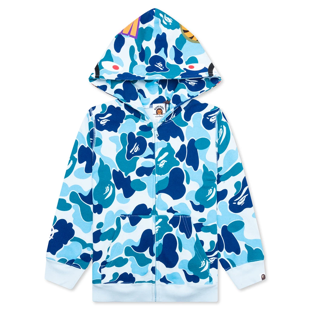 Kid's Abc Camo Shark Zip Hoodie - Blue 3 Kid's Abc Camo Shark Zip Hoodie - Blue