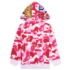 Kid's Abc Camo Shark Zip Hoodie - Pink
