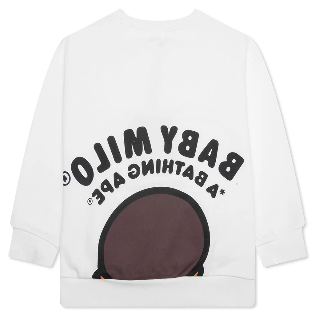 Kid's Baby Milo Relaxed Fit Crewneck Sweatshirt - White 4 Kid's Baby Milo Relaxed Fit Crewneck Sweatshirt - White - Image 2