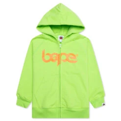 Kid's Bape Relaxed Fit Pigment Dye Zip Hoodie - Green