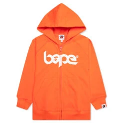 Kid's Bape Relaxed Fit Pigment Dye Zip Hoodie - Orange