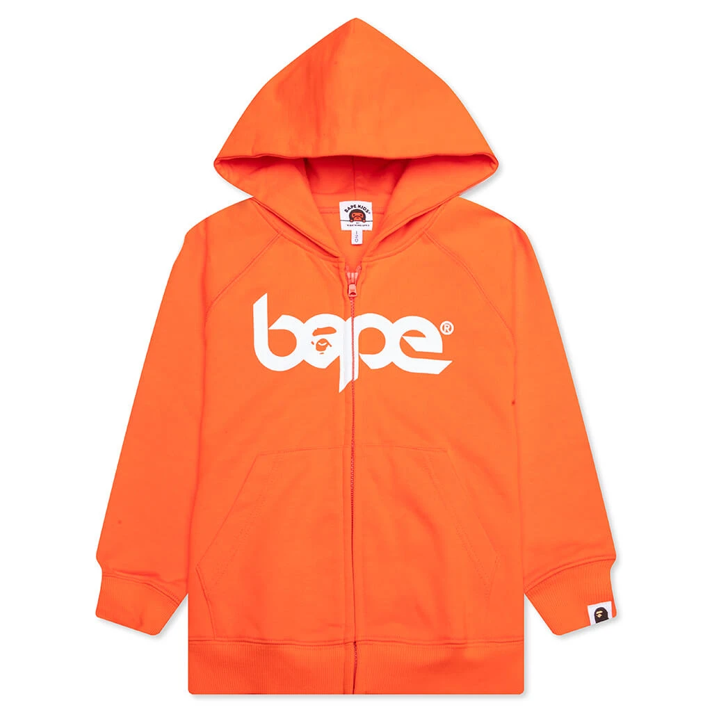 Kid's Bape Relaxed Fit Pigment Dye Zip Hoodie - Orange 3 Kid's Bape Relaxed Fit Pigment Dye Zip Hoodie - Orange
