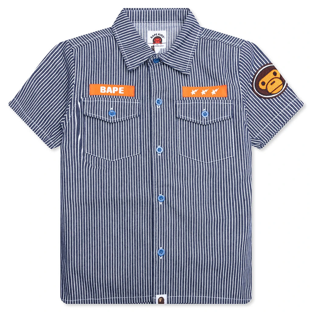 Kid's Hickory Baby Milo Patch S/S Shirt - Navy 3 Kid's Hickory Baby Milo Patch S/S Shirt - Navy