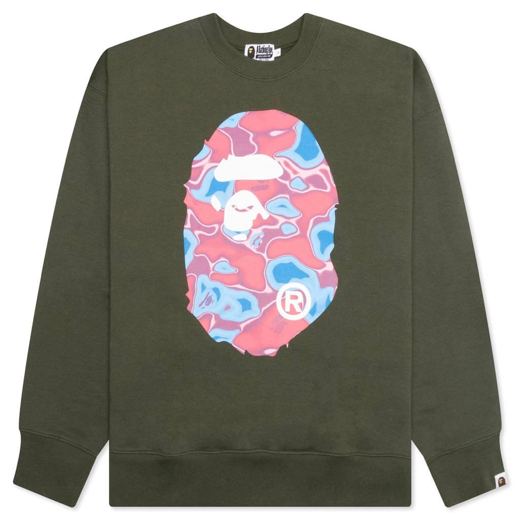 Liquid Camo Ape Head Relaxed Fit Crewneck Sweat - Olive Drab 3 Liquid Camo Ape Head Relaxed Fit Crewneck Sweat - Olive Drab