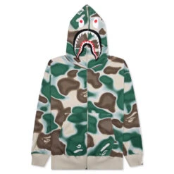Liquid Camo Shark Relaxed Fit Full Zip Hoodie - Olive Drab